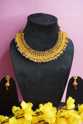 Gold Plated Necklace with Earring