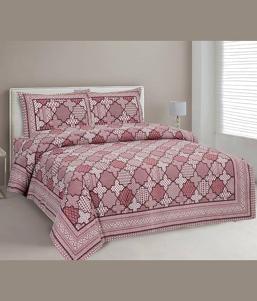 CLOTHORO Cotton 1 Double King Bedsheet with 2 Pillow Covers ( Multicolor )