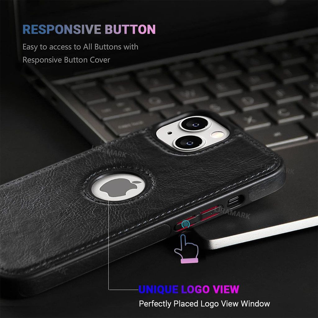 LIRAMARK PU Leather Flexible Back Cover Case Designed for iPhone 14 (6.1 inch)