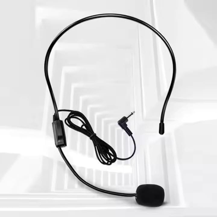 Esselkay Headset Microphone Wired | Adjustable Headband | Black Head-Mounted Mic for Teaching, Conference, Speech, Guide, and Mini Invisible Mic