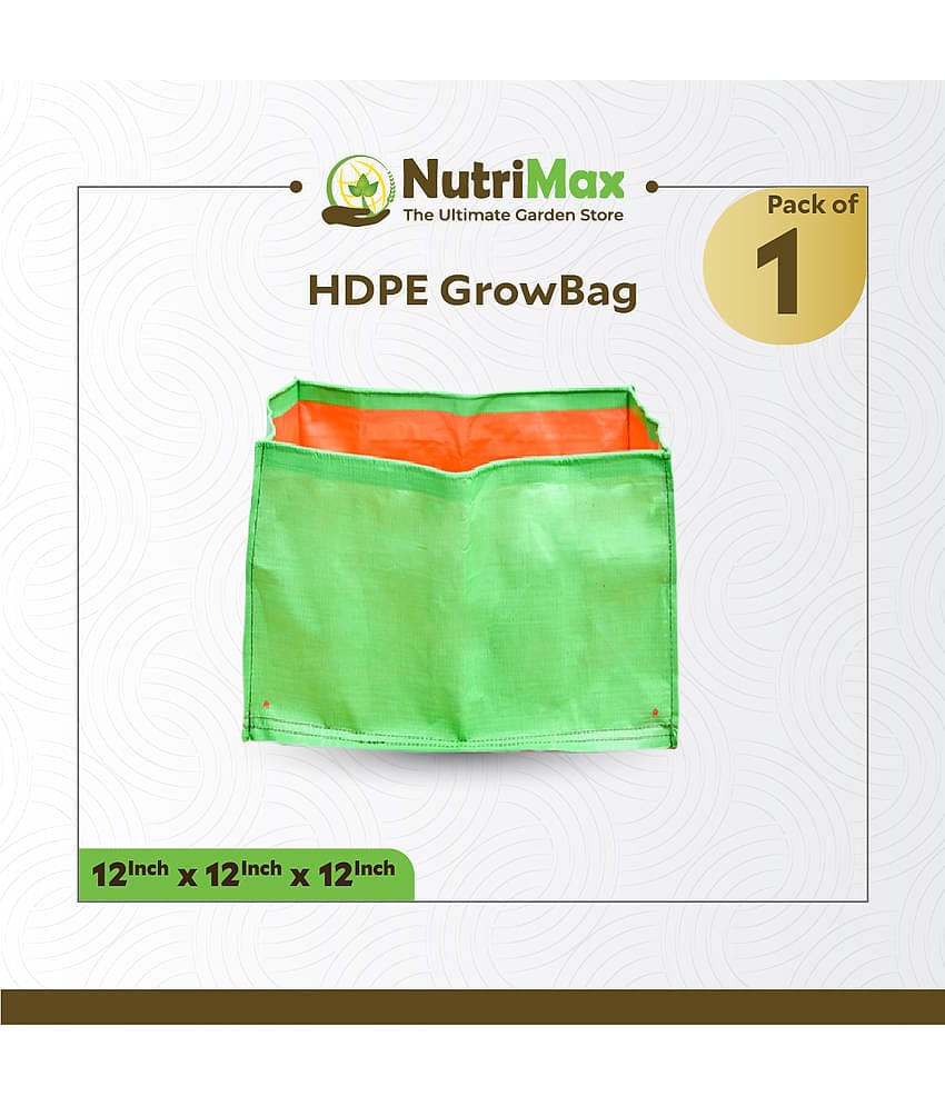 Nutrimax HDPE 200 GSM Growbags 12x12x12 inch Pack of 1 Outdoor Plant Bag