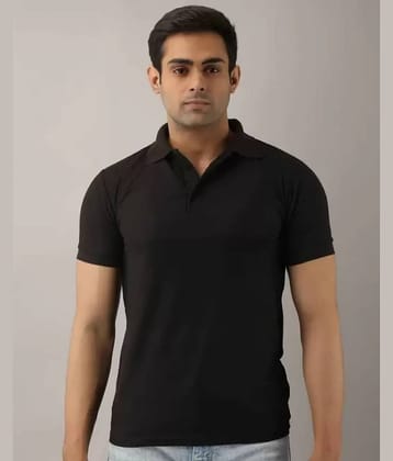 SKYRISE Pack of 1 Cotton Blend Slim Fit Solid Half Sleeves Men's Polo T Shirt ( Black )