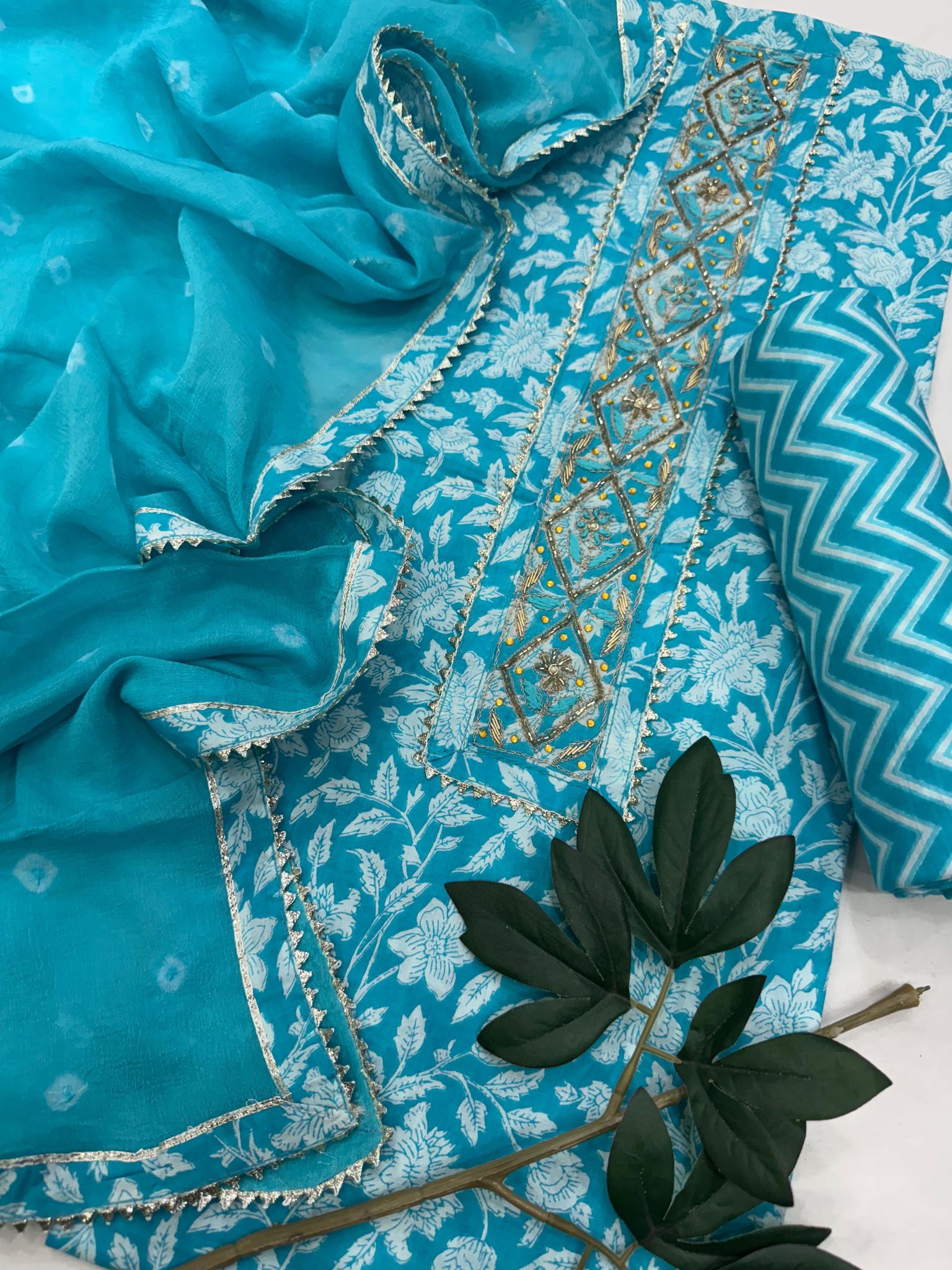 Printed Hand Work Suit