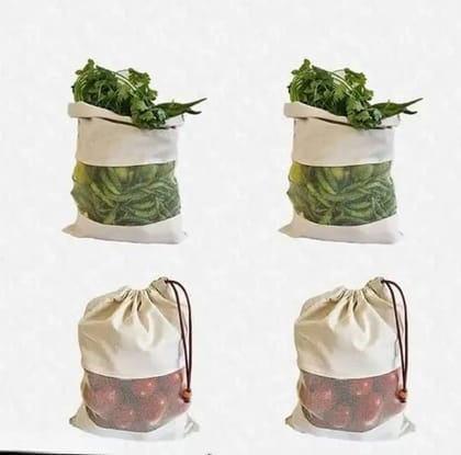 Cotton Vegetable Storage Bags Fridge bag | Reusable Muslin Refrigerator Produce bag