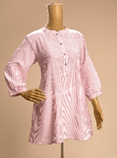 Stripe Cotton Short Kurta Light Pink, Size-M