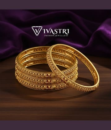 VIVASTRI Gold Bangle Set ( Pack of 4 )
