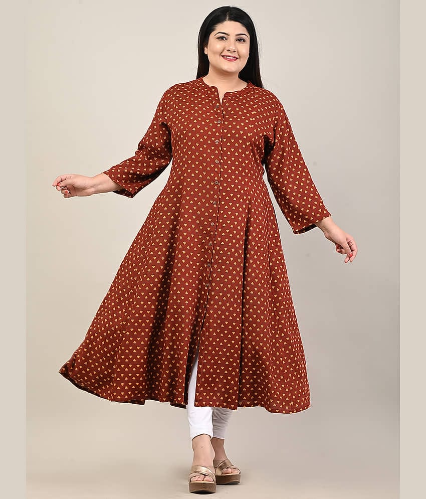 Swasti - Maroon Cotton Blend Women's Front Slit Kurti ( Pack of 1 )