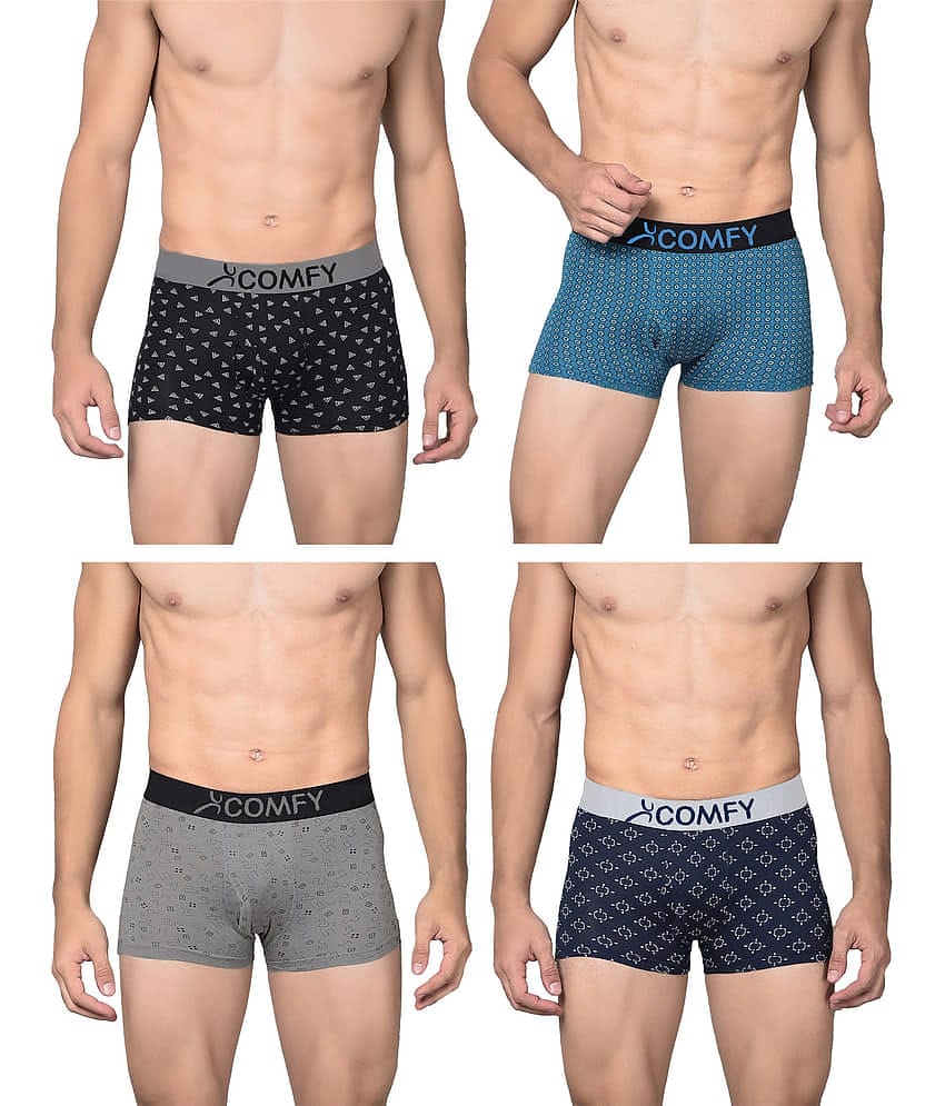 Amul comfy Pack of 4 Cotton Trunks For Men's ( Multicolor )