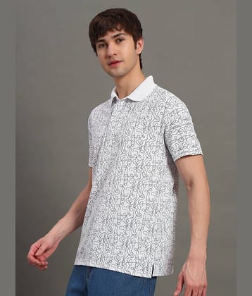GET GOLF Men Cotton Blend Regular Fit Printed Polo T Shirt ( Indigo )