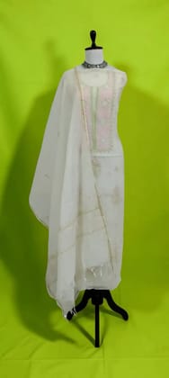 Hand-Embroidered Lucknow Chikankari Mul Cotton Dress Material