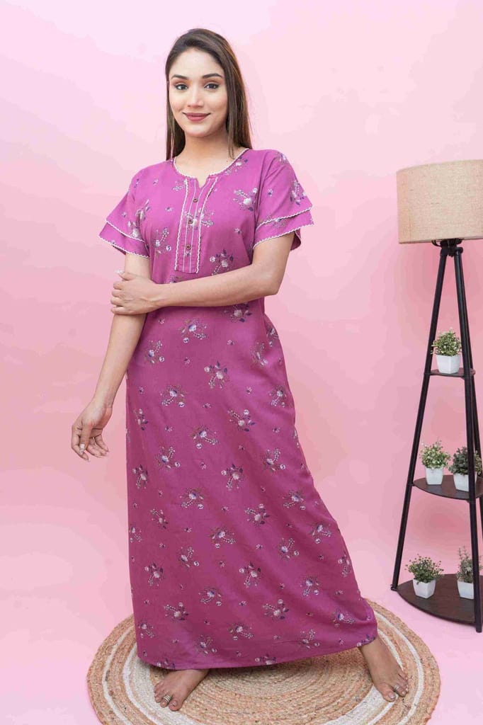 Latest Women Premium Women's A-Line Nighty | Soft Alpine Fabric | Designer Aarka Work | Direct W