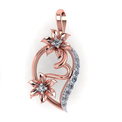 Senco Gold A Curvy Inner Crafted Rose Gold Diamond Pendant (1.33 gram / 0.12 Ct / JK-SI / 18K Rose Gold)