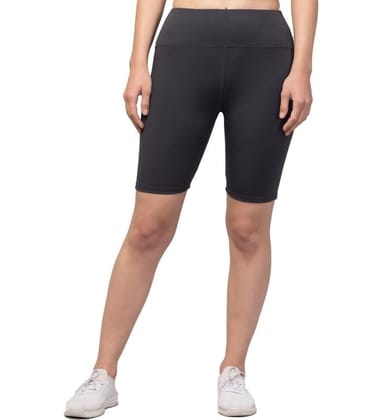 Women's Polyester Solid Above Knee High-Rise Shorts (Grey, XL)-PID56748
