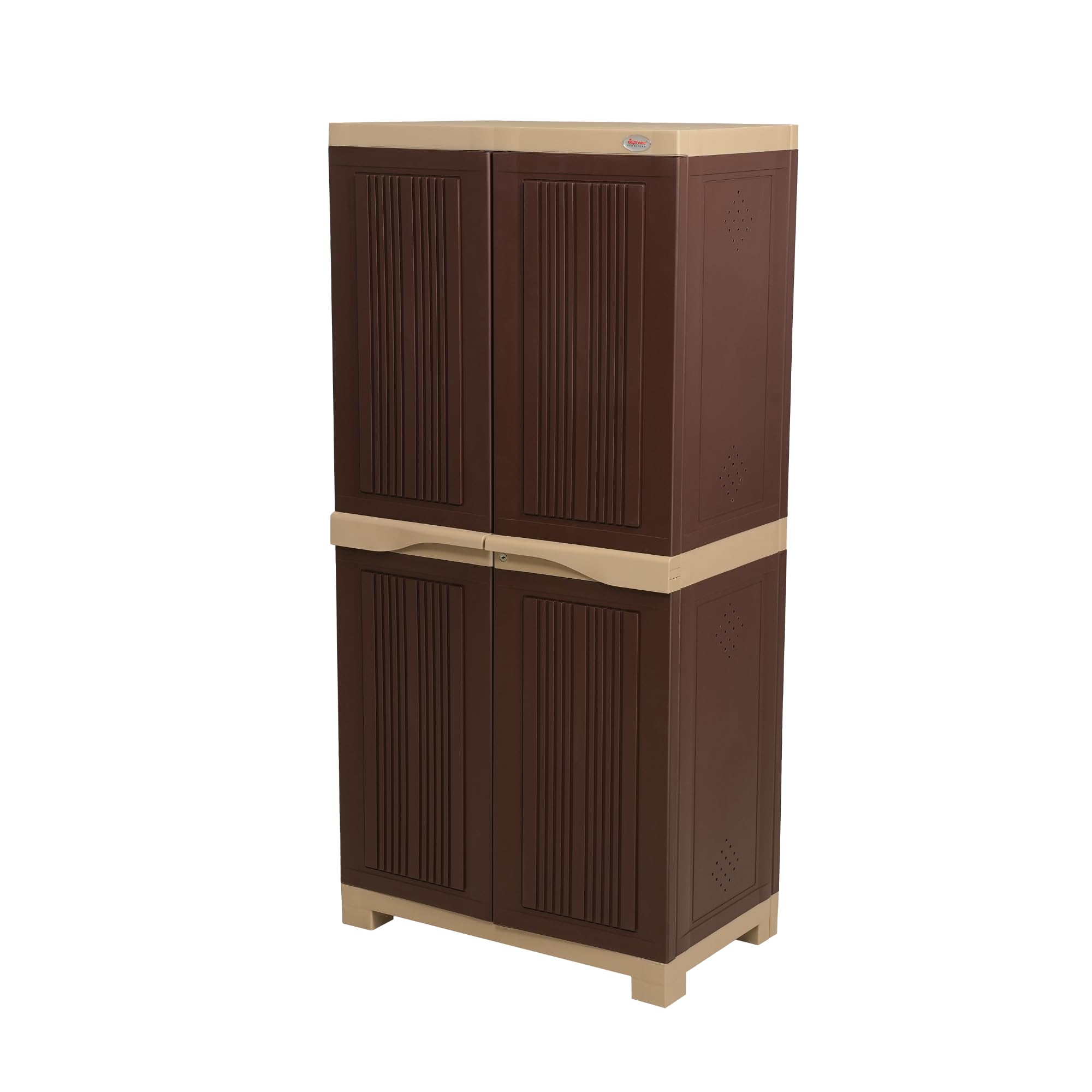 Supreme Furniture Aspen SR 2 Waterproof Shoe Rack | 2-Door Plastic Cabinet with Adjustable Rod for Home & Entryway | D.I.Y.