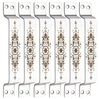 S-GUARD Stainless Steel Door & Cabinet Handles, Knobs Handles-Size-6 Inch-6 Pcs-Laser Printed Design-SSL09