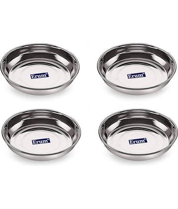 erum 4 Pcs Stainless Steel Silver Dessert Plate