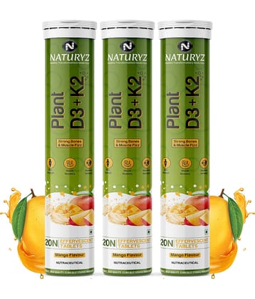 NATURYZ 100% Plant Vitamin D3 K2, Supports Stronger Immunity, Bone & Heart Health - 60 Tablets