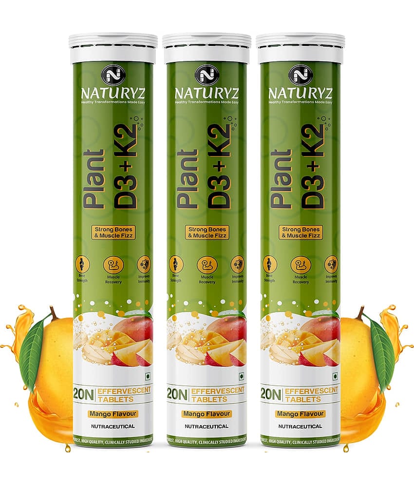 NATURYZ 100% Plant Vitamin D3 K2, Supports Stronger Immunity, Bone & Heart Health - 60 Tablets