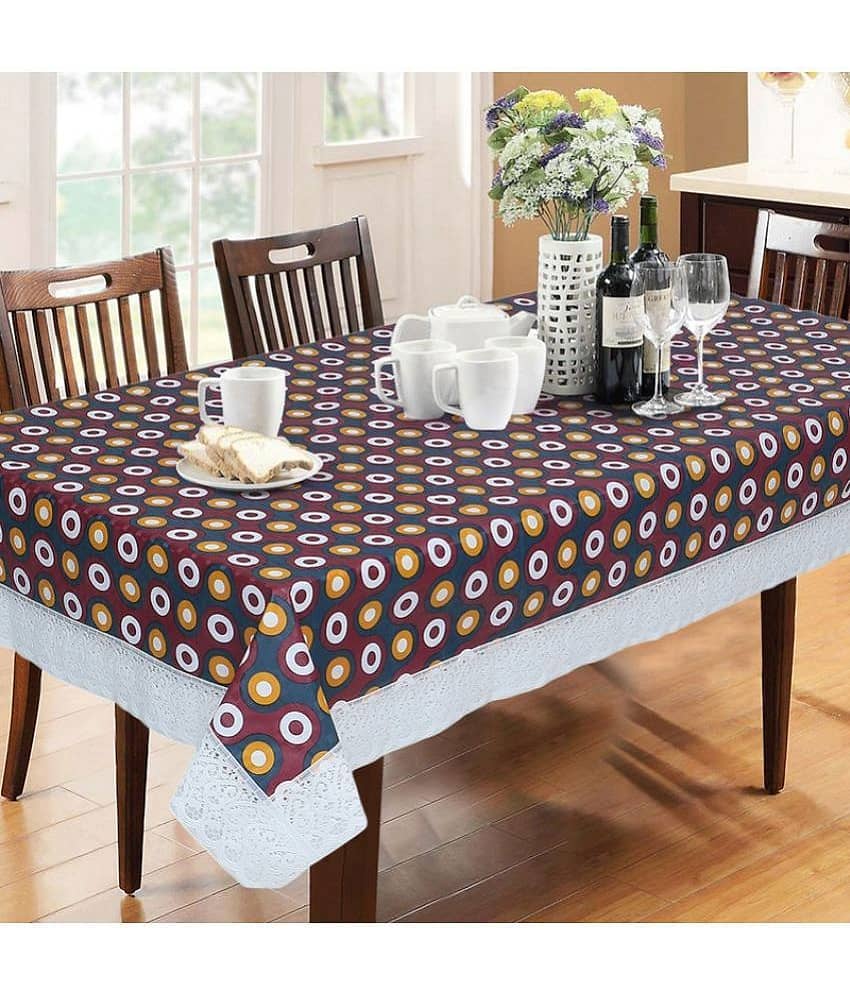 Printed PVC 6 Seater Rectangle Table Cover ( 228 x 152 ) cm Pack of 1 Red