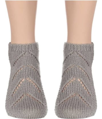 KC Store - Light Grey Woollen  Women's Ankle Length Socks ( Pack of 1 )