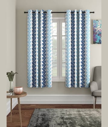 Cortina - Nature Printed Room Darkening Eyelet Curtain-7 Ft-pack of 2