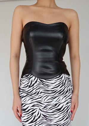 Agnes PU Leather Top-XS / Black