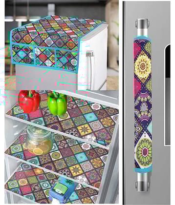 Generic PVC Graphic Fridge Mat & Cover ( 99 53 ) Pack of 5 - Multicolor