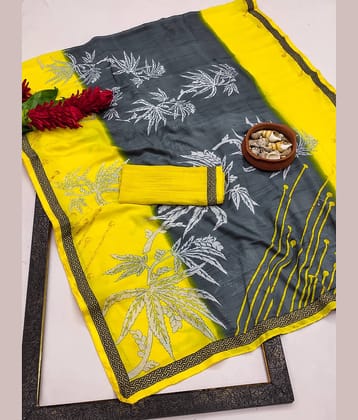 Kanooda Prints Georgette Printed Saree With Unstitched Blouse Piece ( Multicolor )