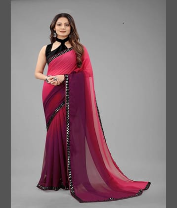Apnisha Georgette Printed Saree With Unstitched Blouse Piece ( Orange )