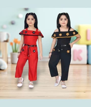 Mullick the designer Pack of 1 Baby Girls Crepe T-shirt & Pants ( Red,Black )