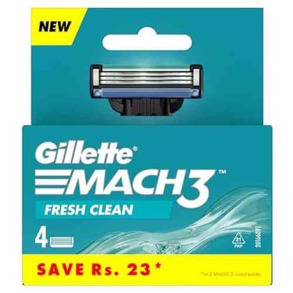 Gillette Mach 3 Manual Shaving Razor Blades For Men  4 Count