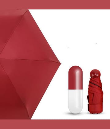 Frabble8 Automatic Stylish Capsule Umbrella 4 fold (UV Proof Windproof)- (Colour - Red, Compact - 85 cm Diameter, Perfect for 1 Person)