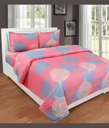 Neekshaa Glace Cotton 1 Double Bedsheet with 2 Pillow Covers ( Pink )