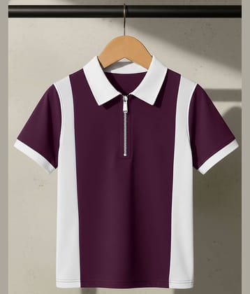AOOSH Men Cotton Blend Regular Fit Striped Polo T Shirt ( Purple )