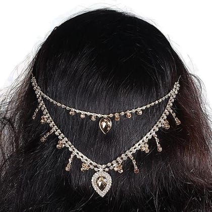 Gold Plated Hair Necklace-NSR1117GC0034GW