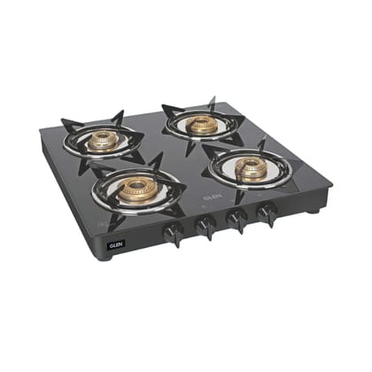 4 Burner  Glass Gas Stove Junior with Brass Burners Black (CT1040GTXLJUBBBL)