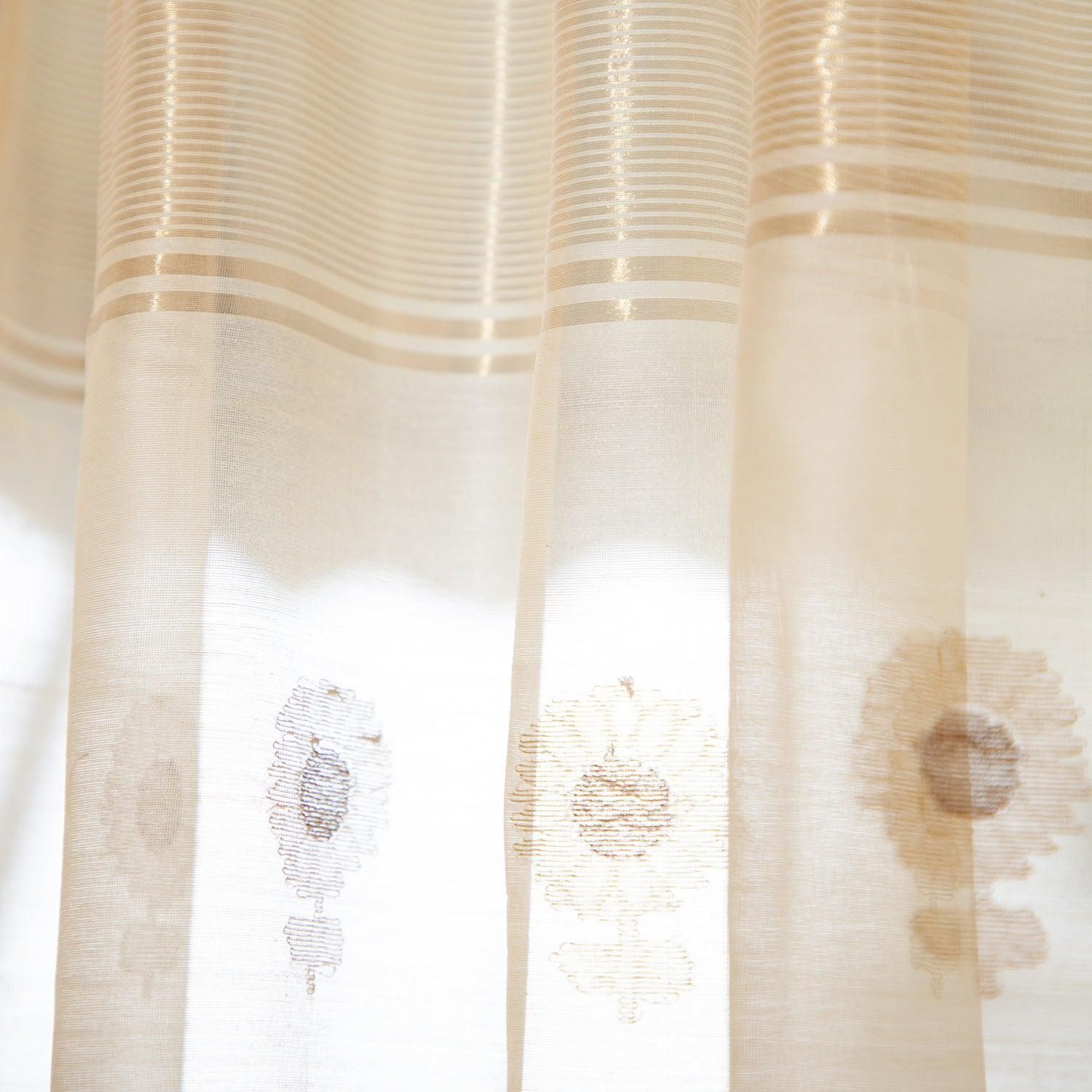 Handwoven Chanderi Curtain Cream Buta 9ft