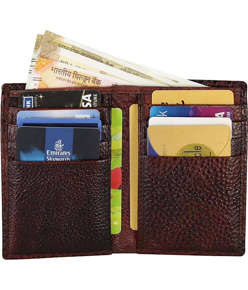 STYLE SHOES Maroon Leather RFID Protected 6 Slot Money Clip For Men & Women