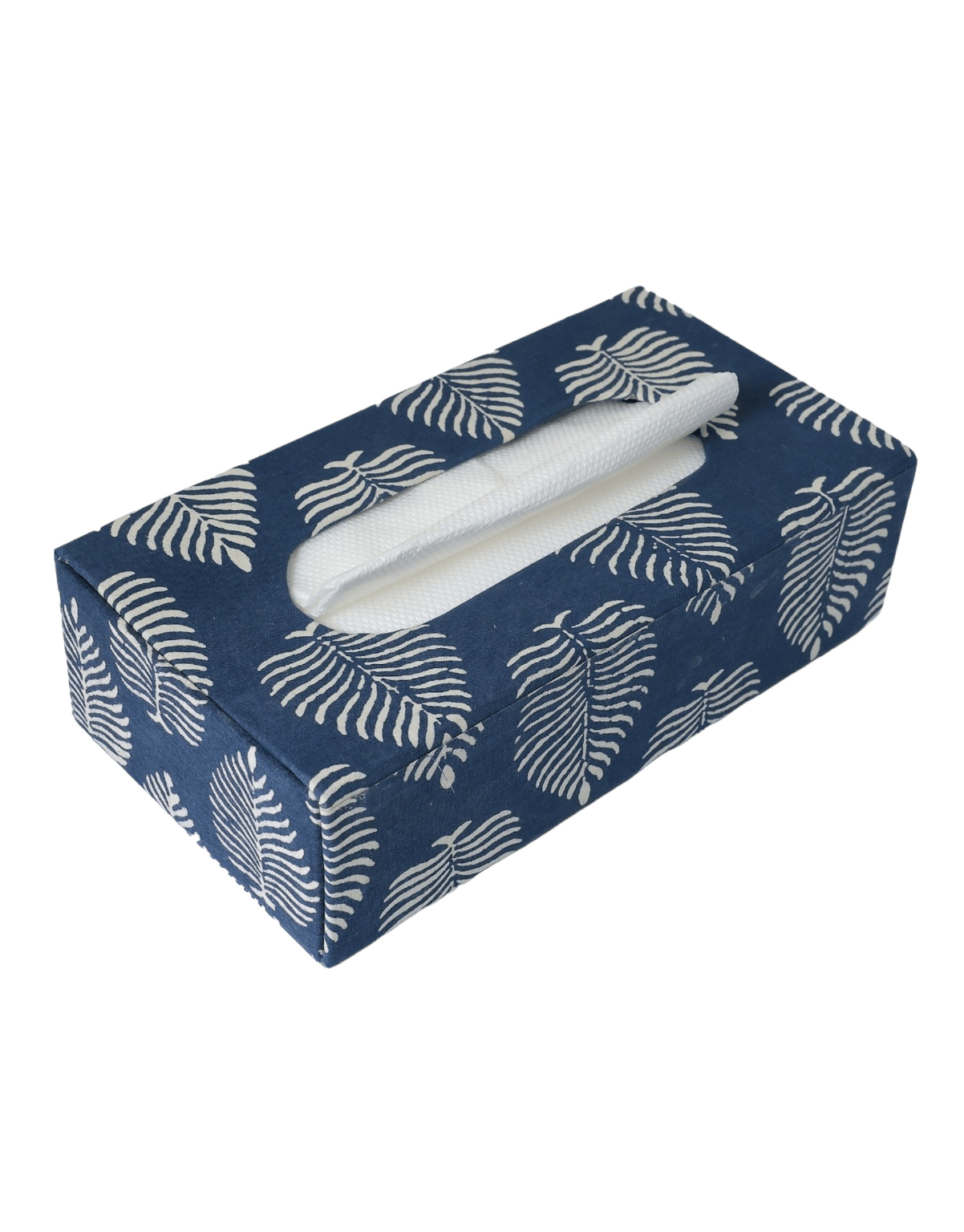 Blue Handcrafted Block Print Tissue Box | Decorative Tissue Holder for Home & Office-Blue