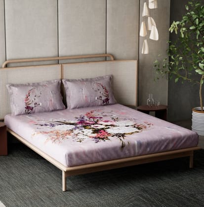DDECOR - Classic Collection 100% Cotton Floral Pattern 180TC Super King Bedsheet |274 CM X 274 CM| - Pink