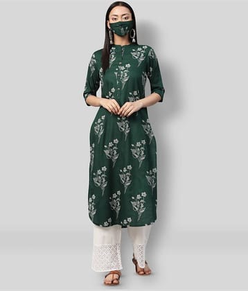Juniper Rayon Printed Straight Women's Kurti - Green ( Pack of 1 )
