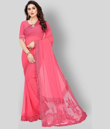 Apnisha Georgette Saree With Unstitched Blouse Piece ( Light Green )