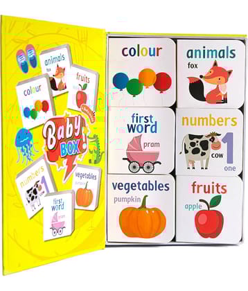 The Book tree -Picture book  Baby Box for early learning  , Gift Set of Small 6 Board Book for Children Age 0 - 2 Years ,  12 Pages Board Book -  my first word book , colour book , animal book , fruits book , number book , vegetable book