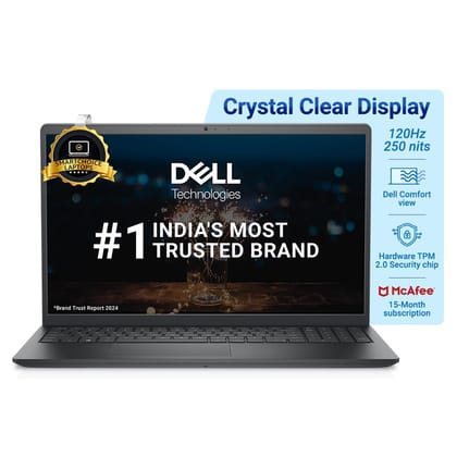 Dell 15, Intel Core 3, 14th Gen-100U, 8GB DDR4, 512GB SSD, FHD IPS, 15.6"/39.62cm, Windows 11, Microsoft Office Home 2024, Carbon Black, 1.63Kg, Dell 15, Intel UHD Graphics, Thin & Light, Laptop Dell 15, Intel Core 3, 14th Gen-100U, 8GB DDR4, 512GB SSD, 
