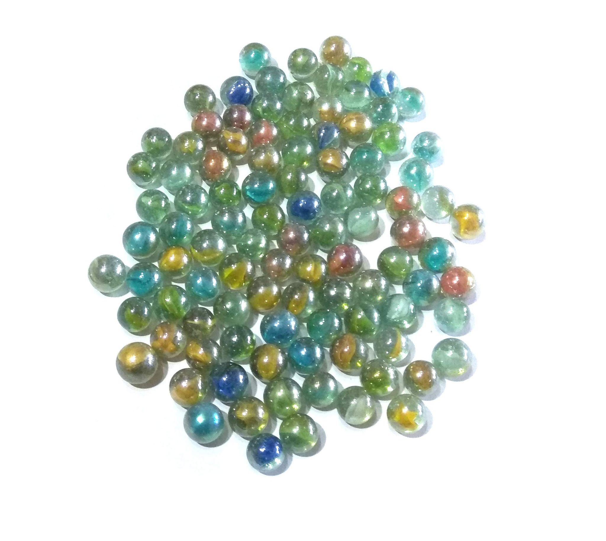 Nawani Collections 100 Pcs of Mini Size Glass Marbles with Shooter Unique Collection. Size - 1.3mm
