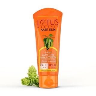 Lotus Herbals SafeSun 3in1 Matte look daily sunscreenTinted Sunscreen SPF 40 PA+++Dermatologically tested 50 g