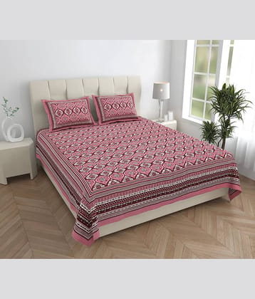 ABHACLOTHO Purple Cotton 1 Double Bedsheet with 2 Pillow Covers ( 230 cm x 210 cm )