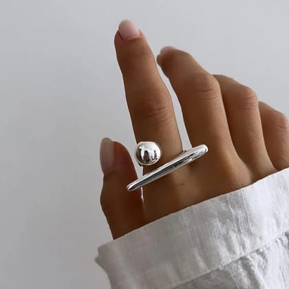 Orb Bar Resizable Ring-Silver