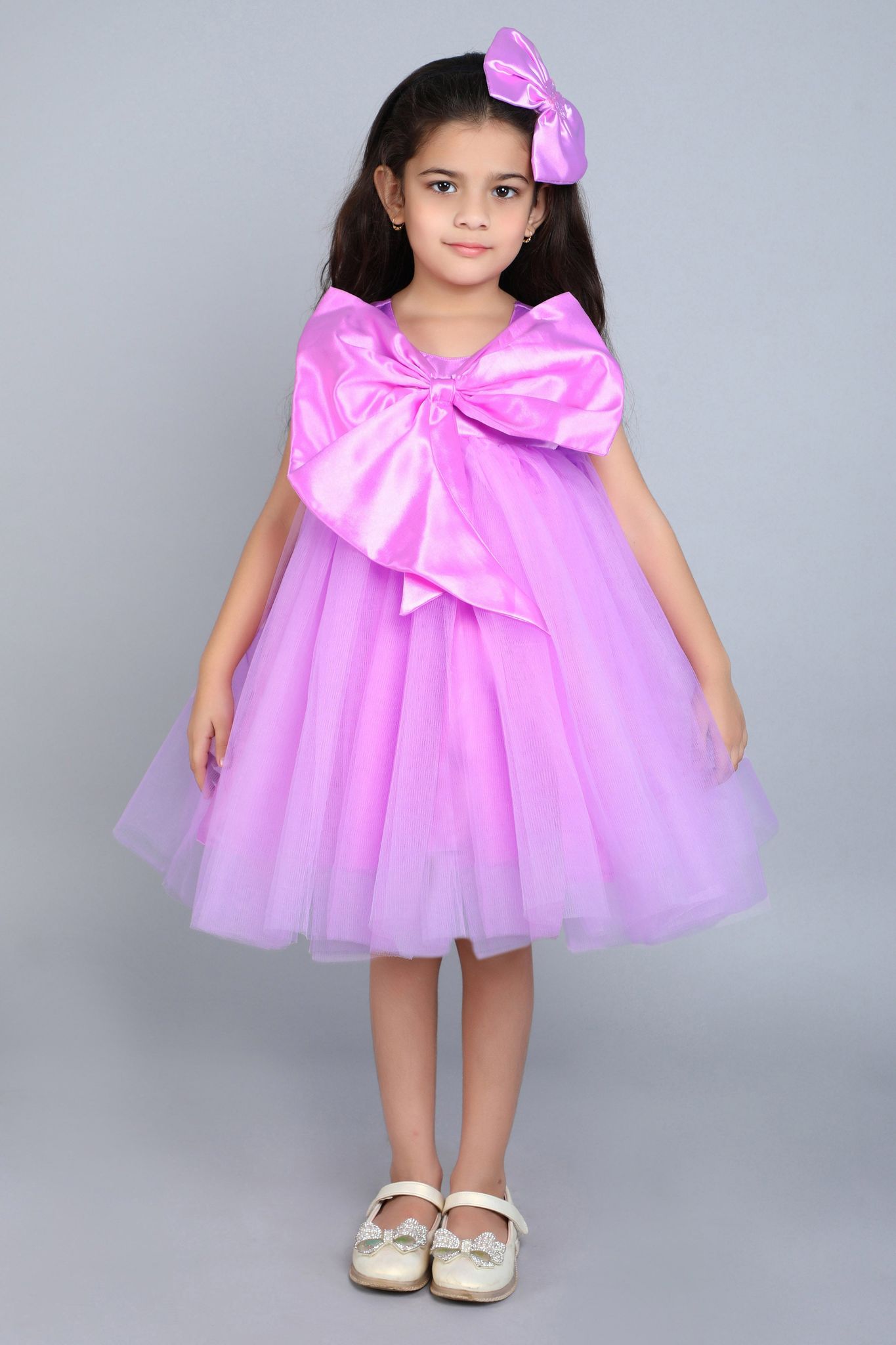PinkChick Big Bow Dress -Lavender-1-2y / Lavender