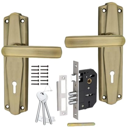 BUCKLER Iron Mortise Handle Lock for Main Door, Bedroom, Main Gate Heavy Duty-65MM Double Turn Lock-7 Inch-Barfi-Antique